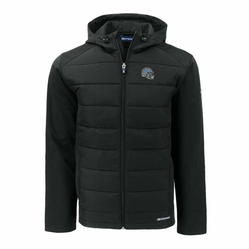 NFL Detroit Lions Cutter & Buck Helmet Big & Tall Evoke Hybrid Eco Softshell Recycled Full-Zip Hoodie Jacket