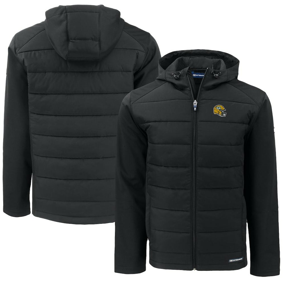 NFL Green Bay Packers Cutter & Buck Helmet Big & Tall Evoke Hybrid Eco Softshell Recycled Full-Zip Jacket