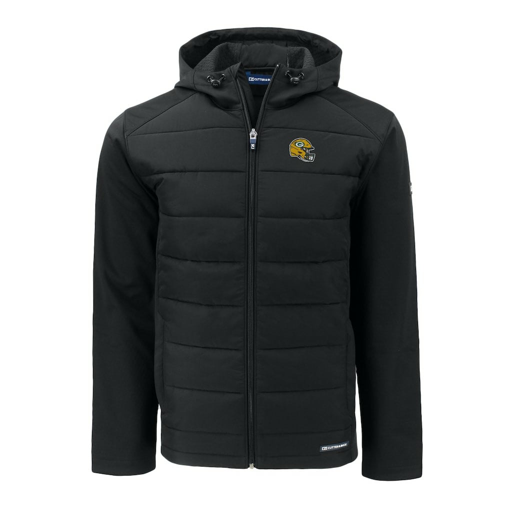 NFL Green Bay Packers Cutter & Buck Helmet Big & Tall Evoke Hybrid Eco Softshell Recycled Full-Zip Jacket