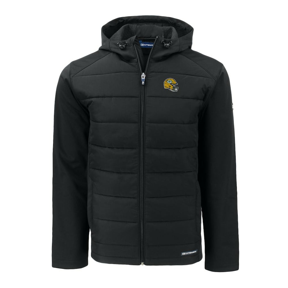 NFL Green Bay Packers Cutter & Buck Helmet Big & Tall Evoke Hybrid Eco Softshell Recycled Full-Zip Jacket