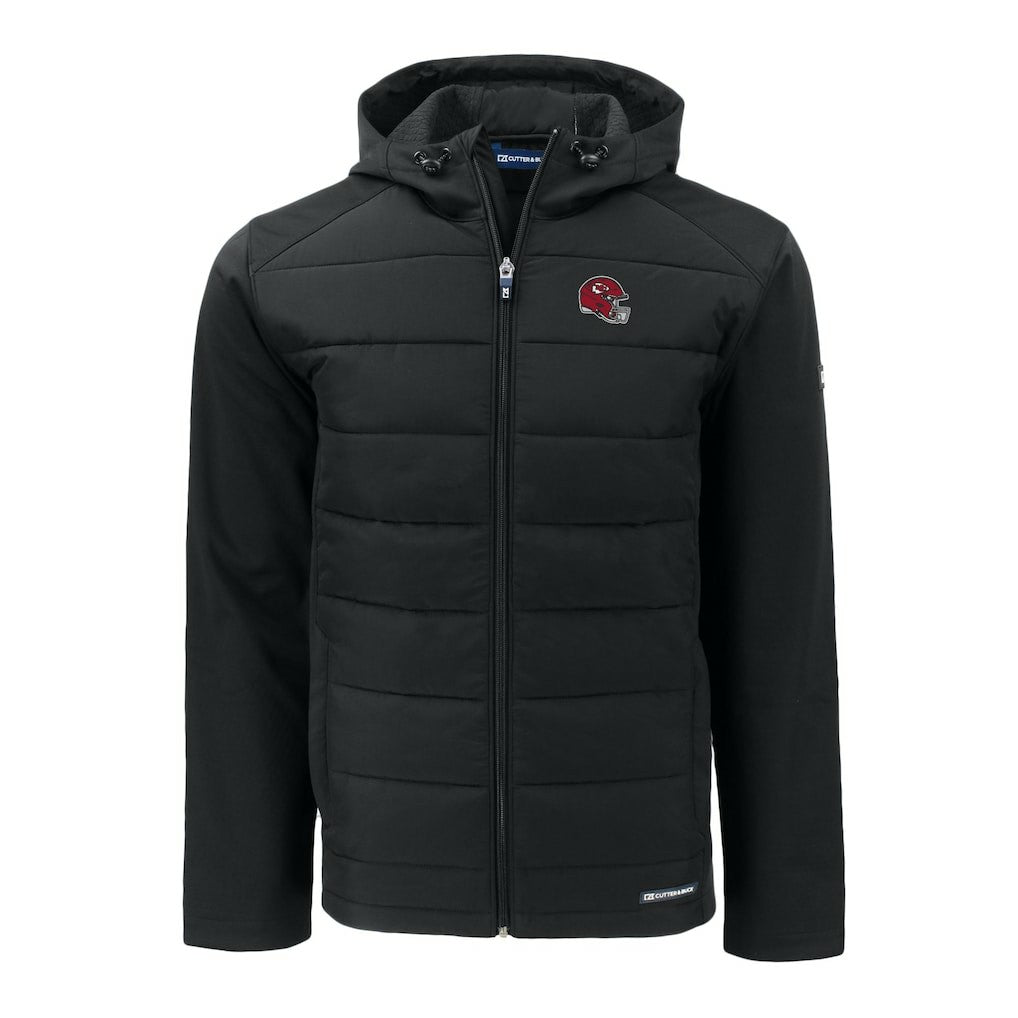 NFL Kansas City Chiefs Cutter & Buck Helmet Big & Tall Evoke Hybrid Eco Softshell Recycled Full-Zip Hoodie Jacket