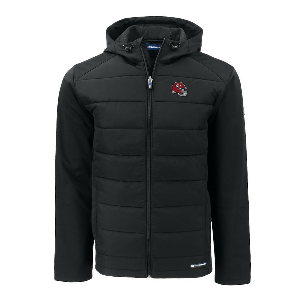 NFL Kansas City Chiefs Cutter & Buck Helmet Big & Tall Evoke Hybrid Eco Softshell Recycled Full-Zip Hoodie Jacket