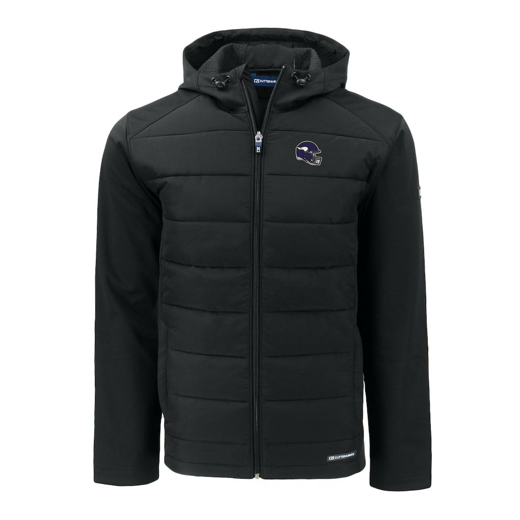 NFL Minnesota Vikings Cutter & Buck Helmet Big & Tall Evoke Hybrid Eco Softshell Recycled Full-Zip Jacket