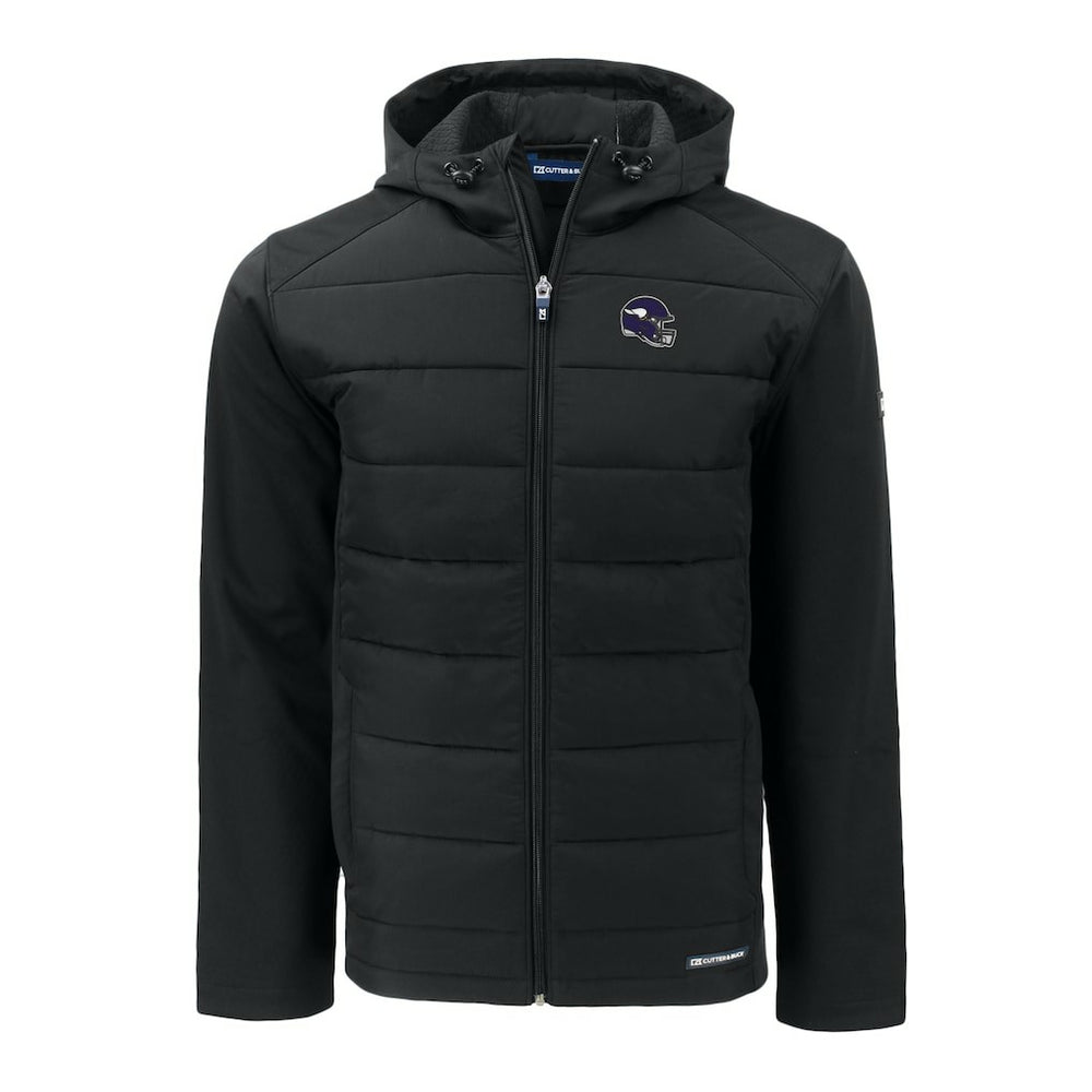 NFL Minnesota Vikings Cutter & Buck Helmet Big & Tall Evoke Hybrid Eco Softshell Recycled Full-Zip Jacket