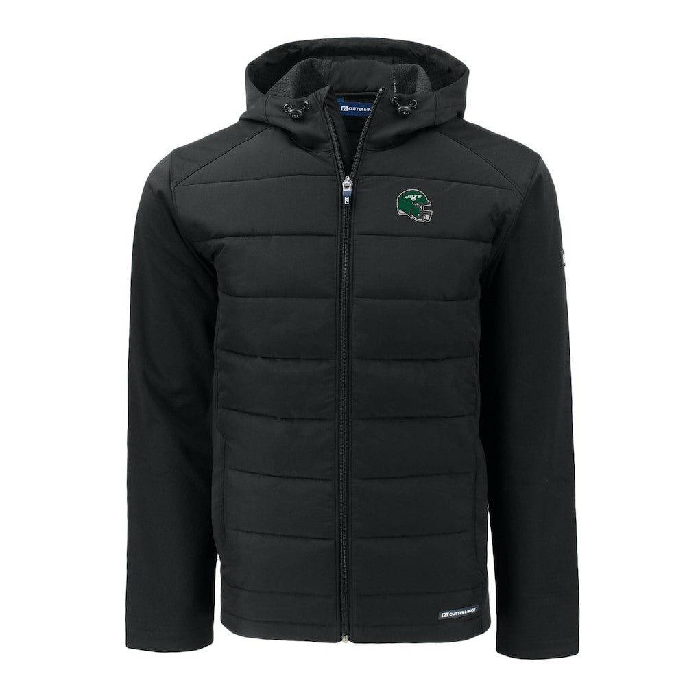 NFL New York Jets Cutter & Buck Helmet Big & Tall Evoke Hybrid Eco Softshell Recycled Full-Zip Jacket