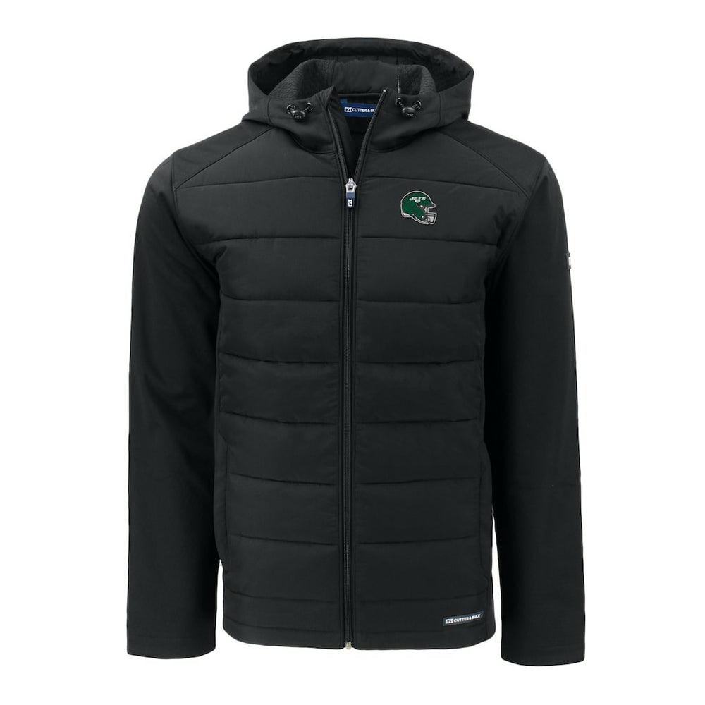 NFL New York Jets Cutter & Buck Helmet Big & Tall Evoke Hybrid Eco Softshell Recycled Full-Zip Jacket