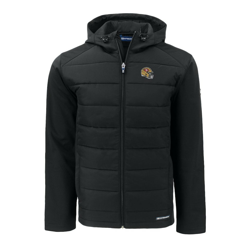 NFL San Francisco 49ers Cutter & Buck Helmet Big & Tall Evoke Hybrid Eco Softshell Recycled Full-Zip Jacket