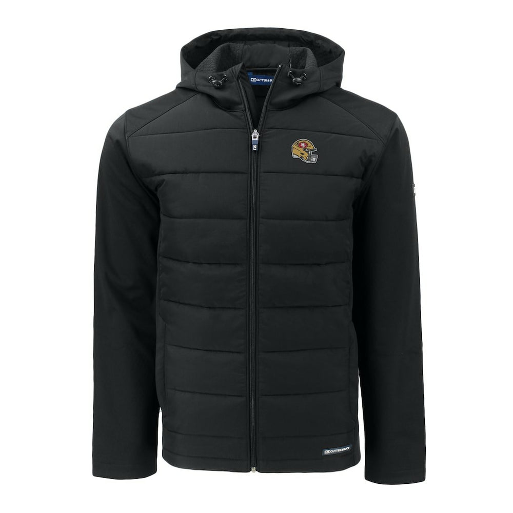 NFL San Francisco 49ers Cutter & Buck Helmet Big & Tall Evoke Hybrid Eco Softshell Recycled Full-Zip Jacket