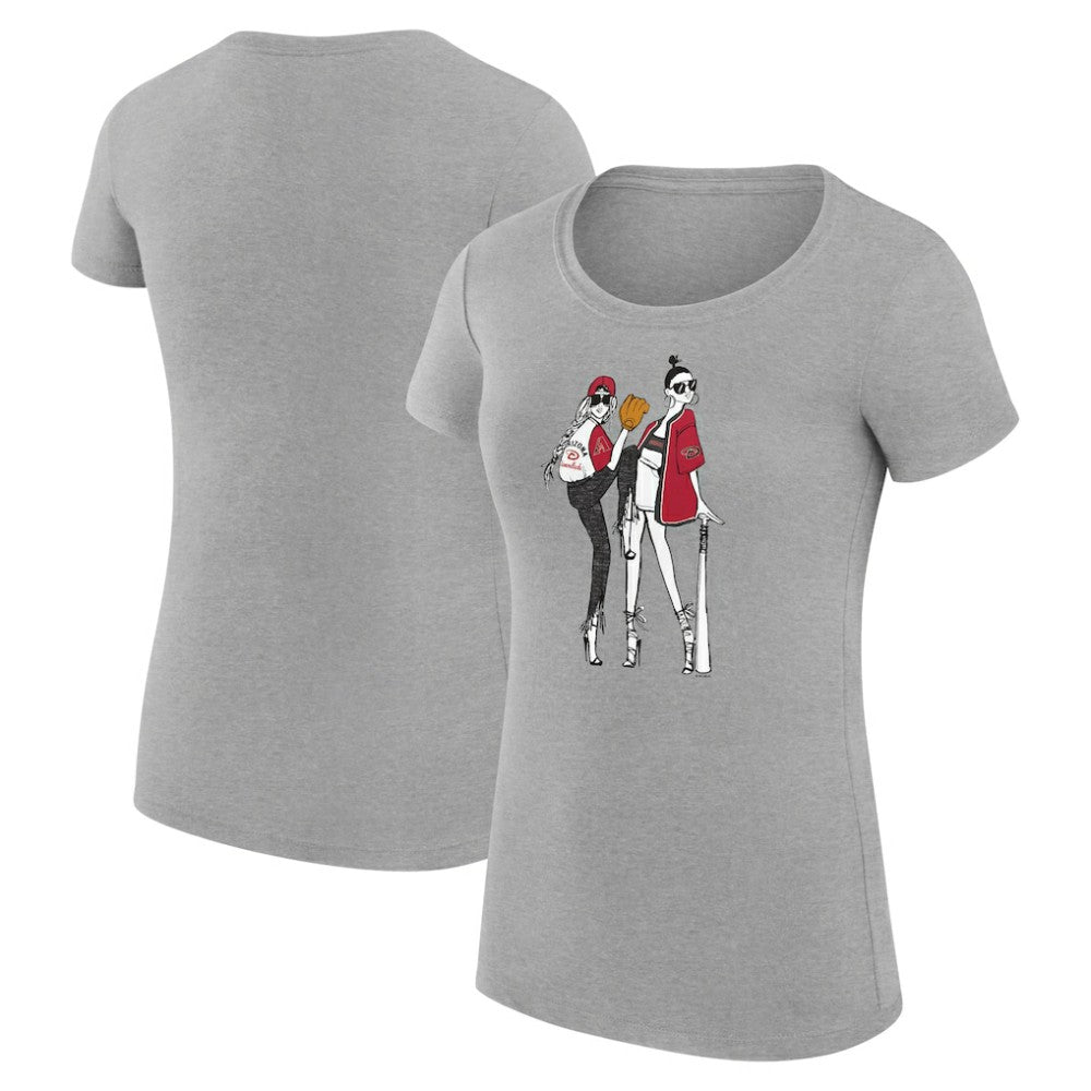 Arizona Diamondbacks G-III 4Her by Carl Banks Women's Super-Slim Fit Lightweight Baseball Girls T-Shirt - Heather Gray