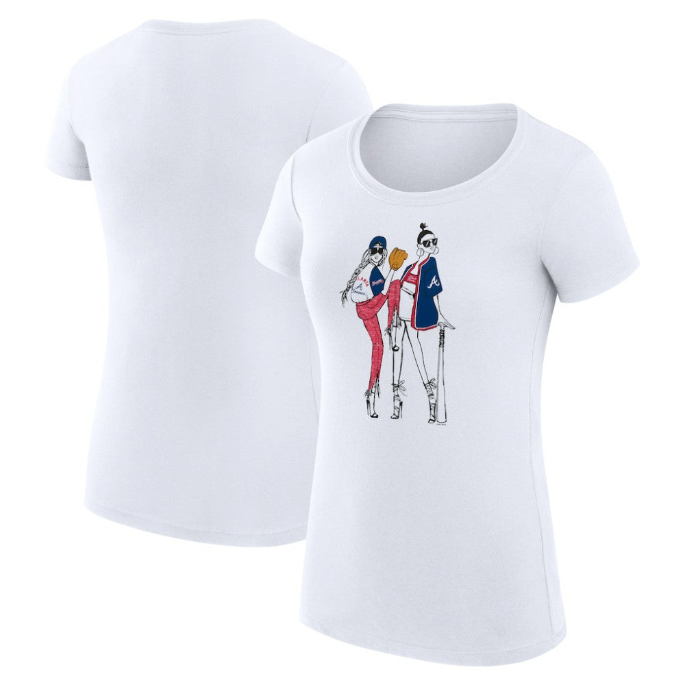 Atlanta Braves G-III 4Her by Carl Banks Women's Super-Slim Fit Lightweight Baseball Girls T-Shirt - White