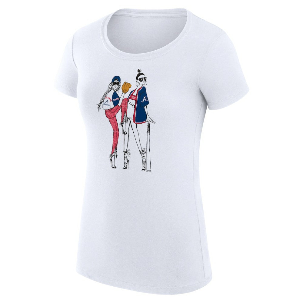 Atlanta Braves G-III 4Her by Carl Banks Women's Super-Slim Fit Lightweight Baseball Girls T-Shirt - White