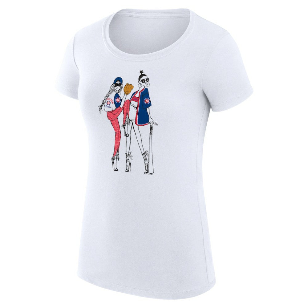 Chicago Cubs G-III 4Her by Carl Banks Women's Super-Slim Fit Lightweight Baseball Girls T-Shirt - White