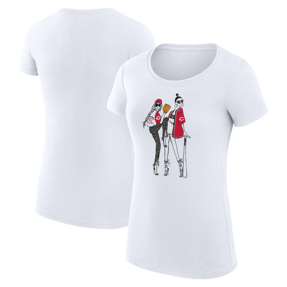 Cincinnati Reds G-III 4Her by Carl Banks Women's Super-Slim Fit Lightweight Baseball Girls T-Shirt - White