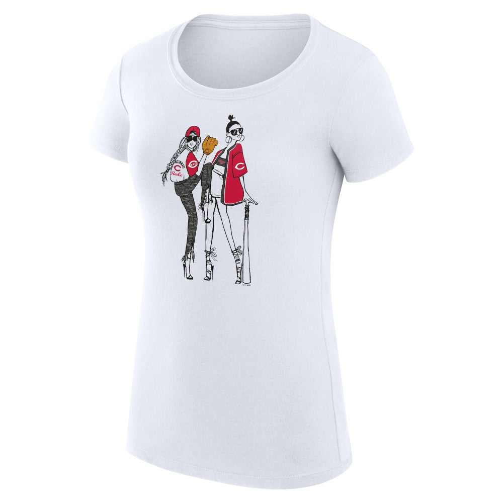 Cincinnati Reds G-III 4Her by Carl Banks Women's Super-Slim Fit Lightweight Baseball Girls T-Shirt - White