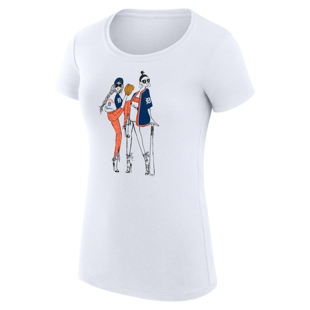 Detroit Tigers G-III 4Her by Carl Banks Women's Super-Slim Fit Lightweight Baseball Girls T-Shirt - White