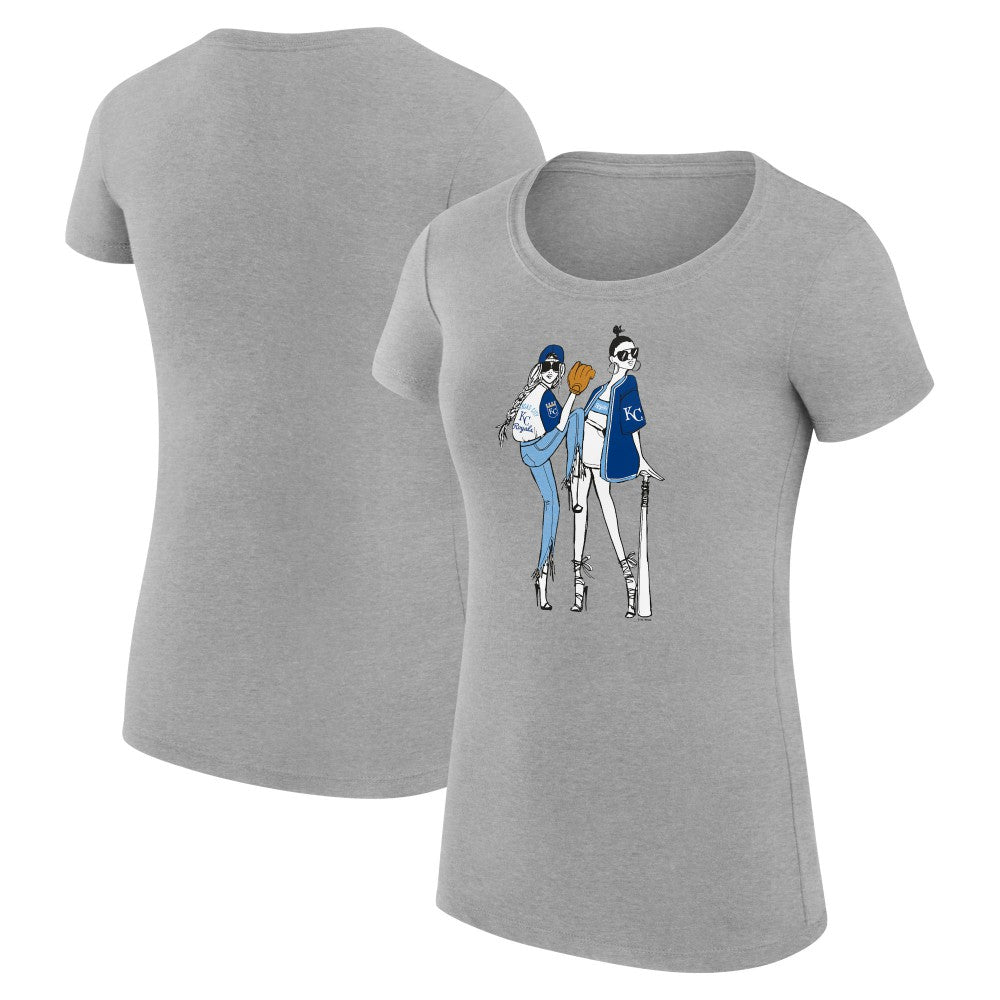 Kansas City Royals G-III 4Her by Carl Banks Women's Super-Slim Fit Lightweight Baseball Girls T-Shirt - Heather Gray