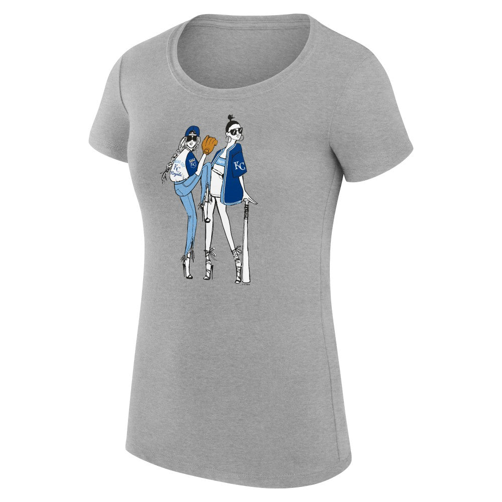 Kansas City Royals G-III 4Her by Carl Banks Women's Super-Slim Fit Lightweight Baseball Girls T-Shirt - Heather Gray