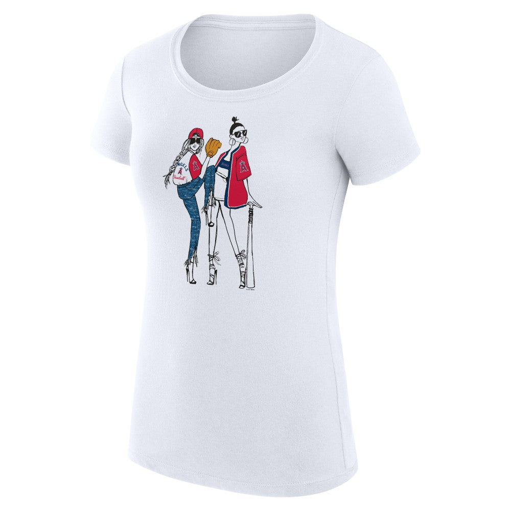 Los Angeles Angels G-III 4Her by Carl Banks Women's Super-Slim Fit Lightweight Baseball Girls T-Shirt - White