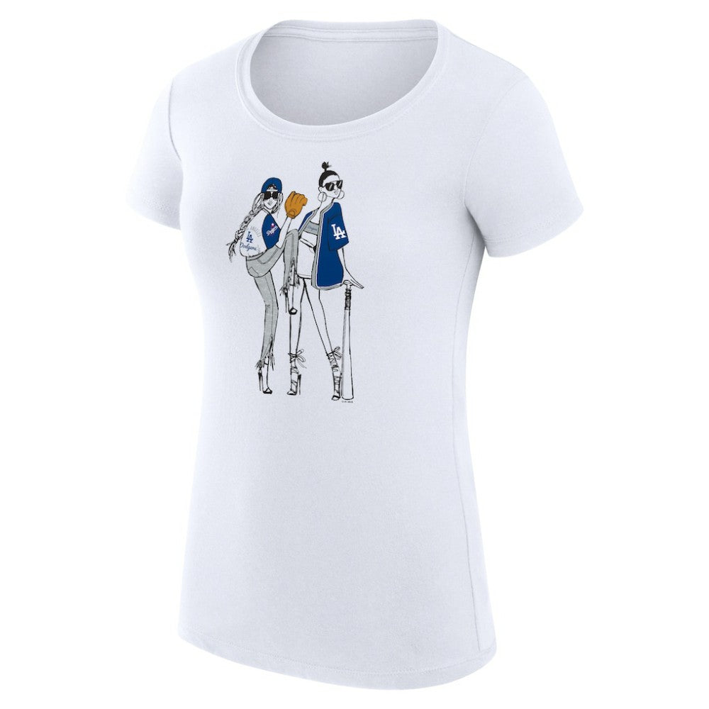 Los Angeles Dodgers G-III 4Her by Carl Banks Women's Super-Slim Fit Lightweight Baseball Girls T-Shirt - White