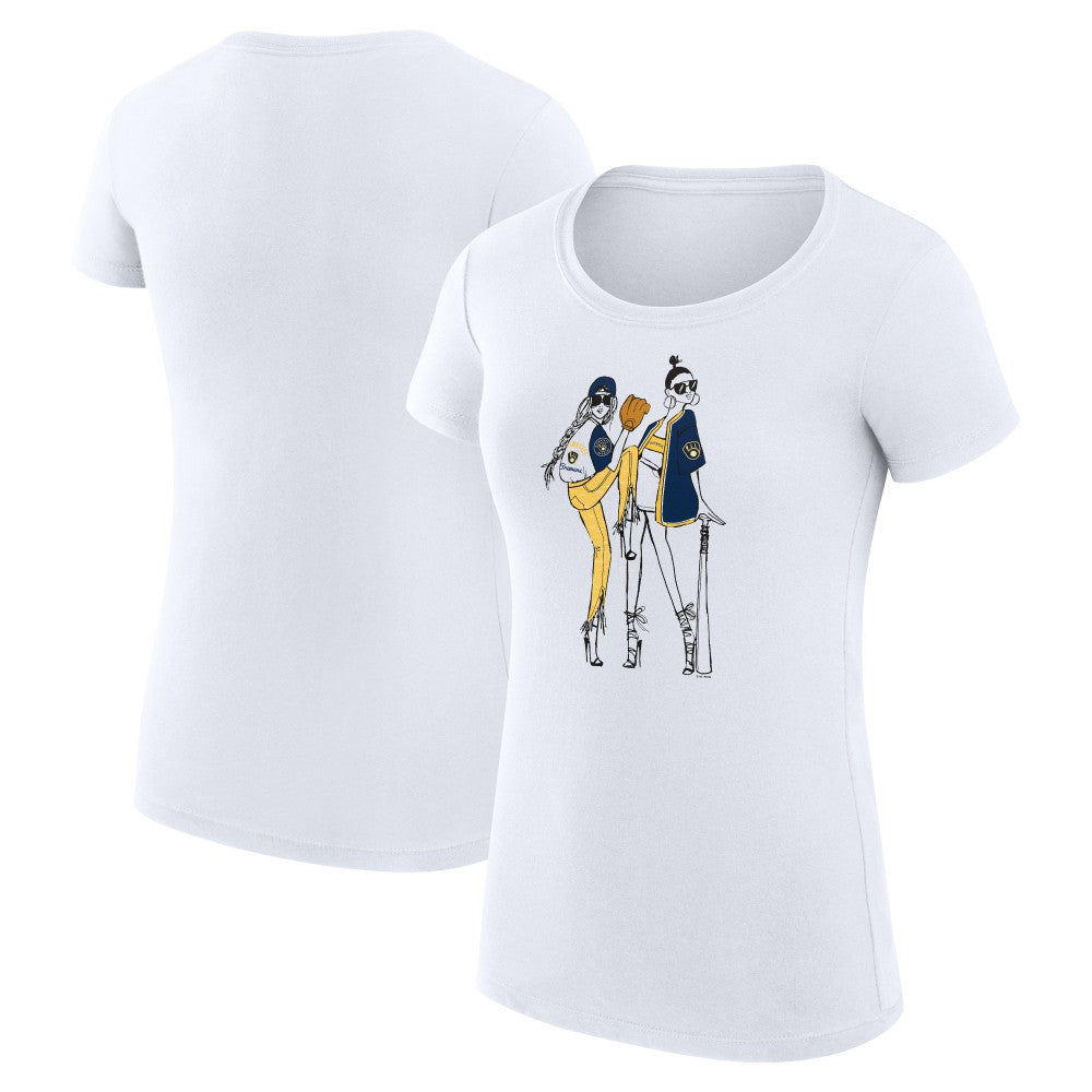 Milwaukee Brewers G-III 4Her by Carl Banks Women's Super-Slim Fit Lightweight Baseball Girls T-Shirt - White