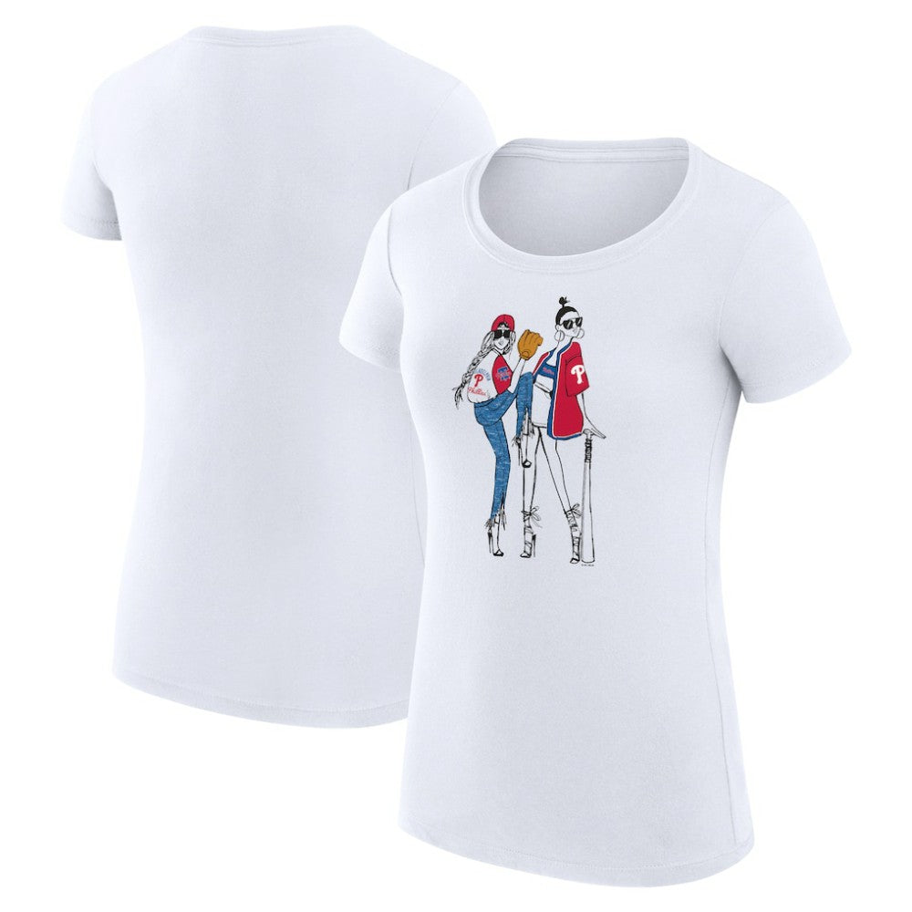 Philadelphia Phillies G-III 4Her by Carl Banks Women's Super-Slim Fit Lightweight Baseball Girls T-Shirt - White