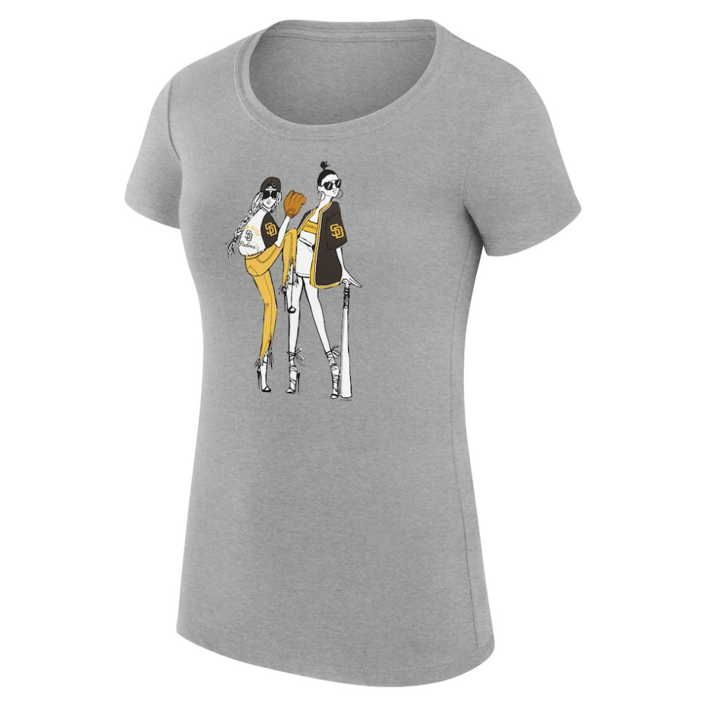 San Diego Padres G-III 4Her by Carl Banks Women's Super-Slim Fit Lightweight Baseball Girls T-Shirt - Heather Gray