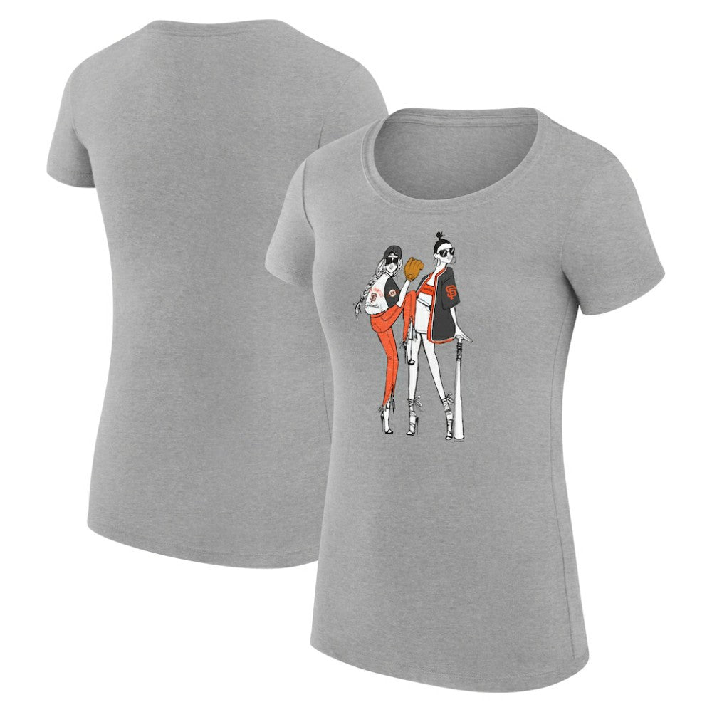 San Francisco Giants G-III 4Her by Carl Banks Women's Super-Slim Fit Lightweight Baseball Girls T-Shirt - Heather Gray