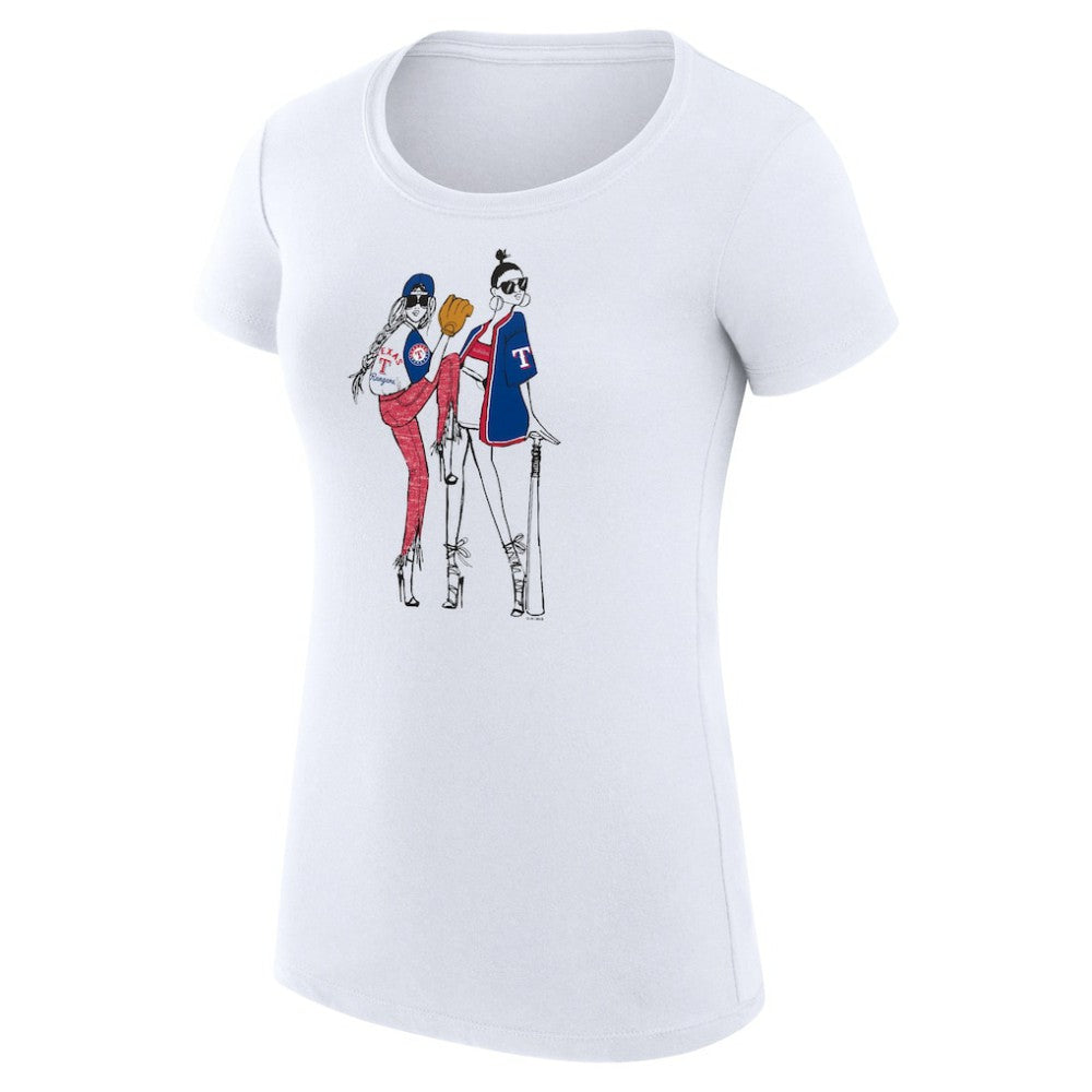 Texas Rangers G-III 4Her by Carl Banks Women's Super-Slim Fit Lightweight Baseball Girls T-Shirt - White