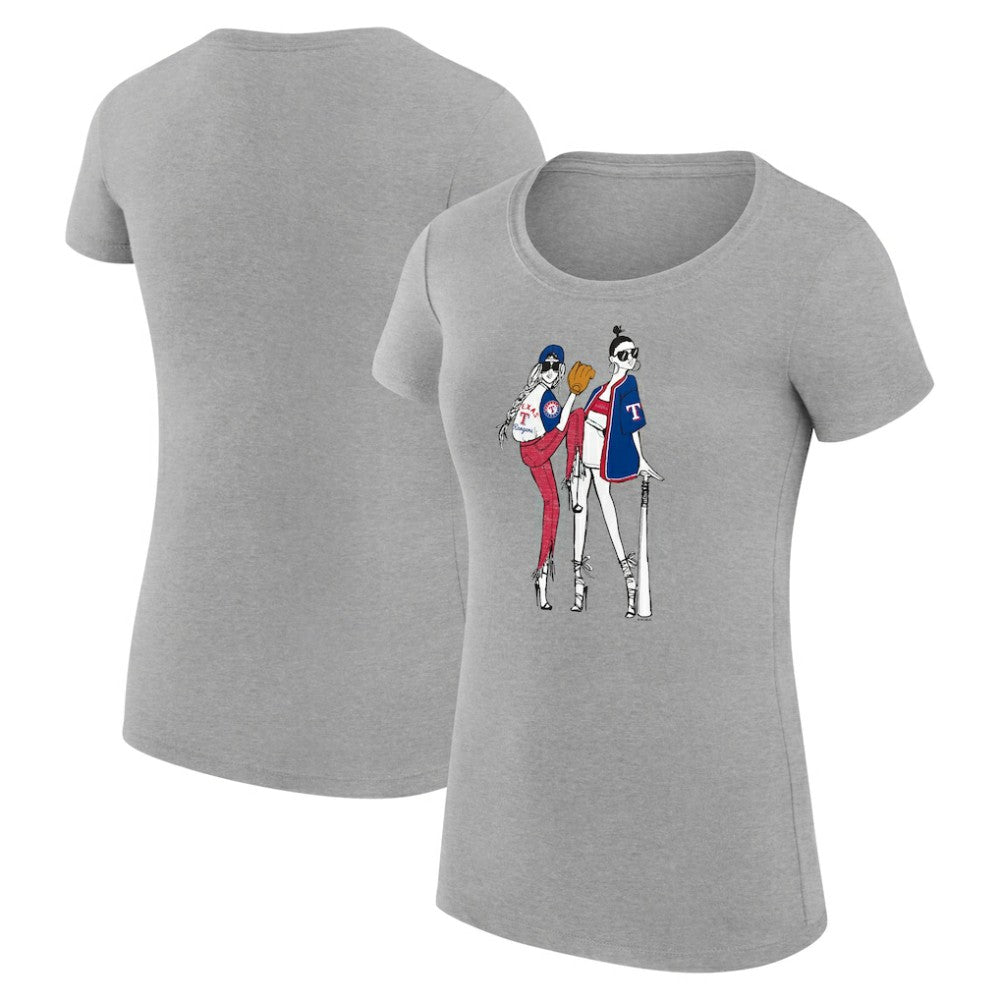 Texas Rangers G-III 4Her by Carl Banks Women's Super-Slim Fit Lightweight Baseball Girls T-Shirt - Heather Gray