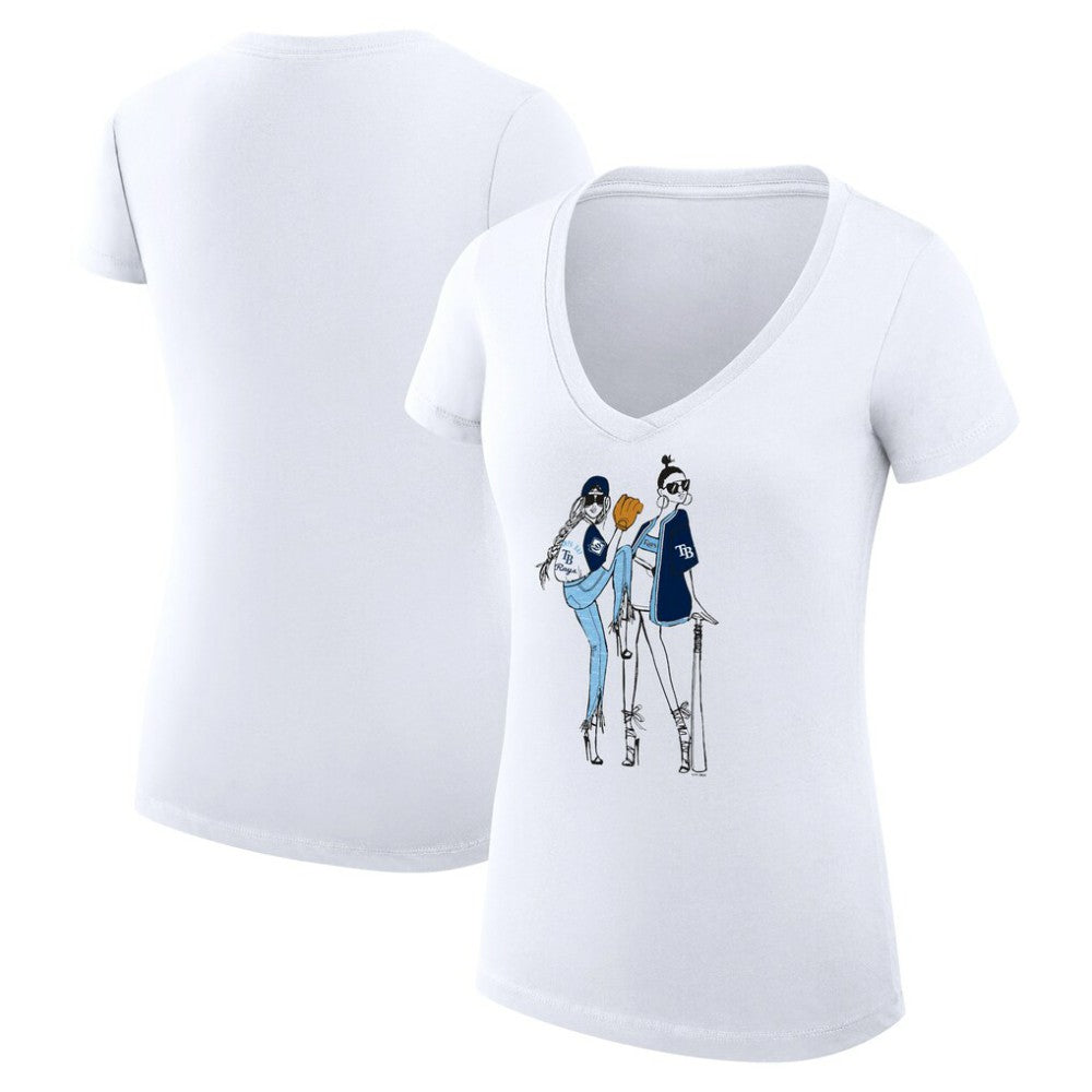 Tampa Bay Rays G-III 4Her by Carl Banks Women's Super-Slim Fit Lightweight Baseball V-Neck T-Shirt - White