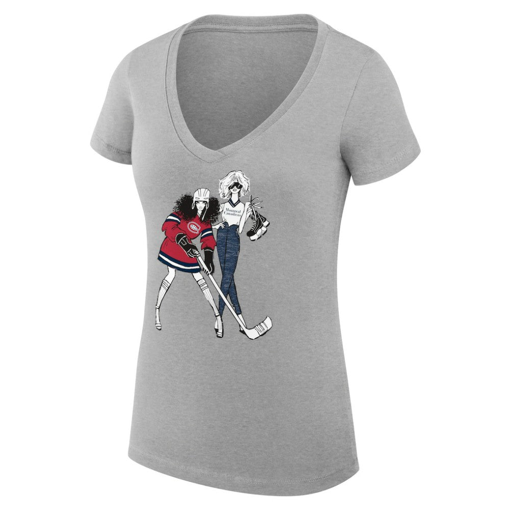 Montreal Canadiens G-III 4Her by Carl Banks Women's Super-Slim Fit Lightweight Hockey Girls V-Neck T-Shirt