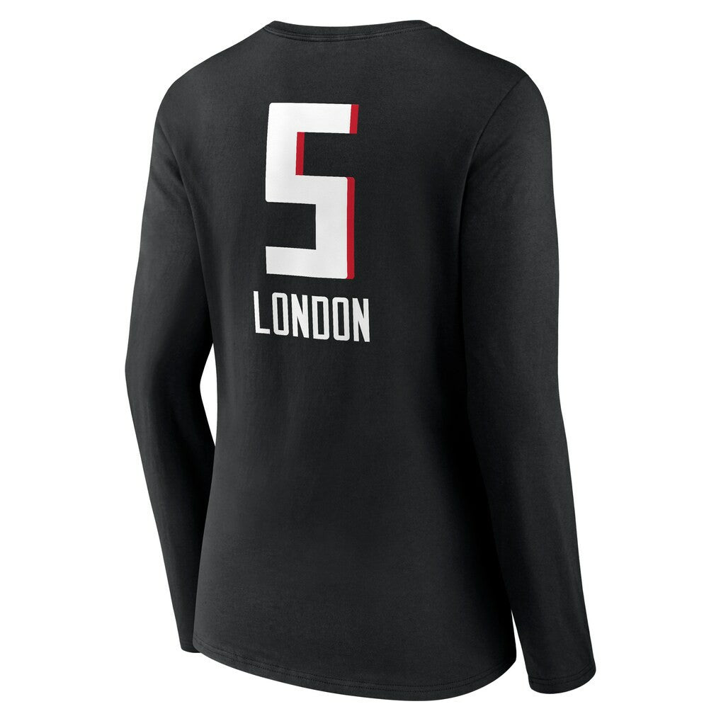 NFL Atlanta Falcons Drake London  Women's Team Wordmark Player Name & Number Long Sleeve V-Neck T-Shirt