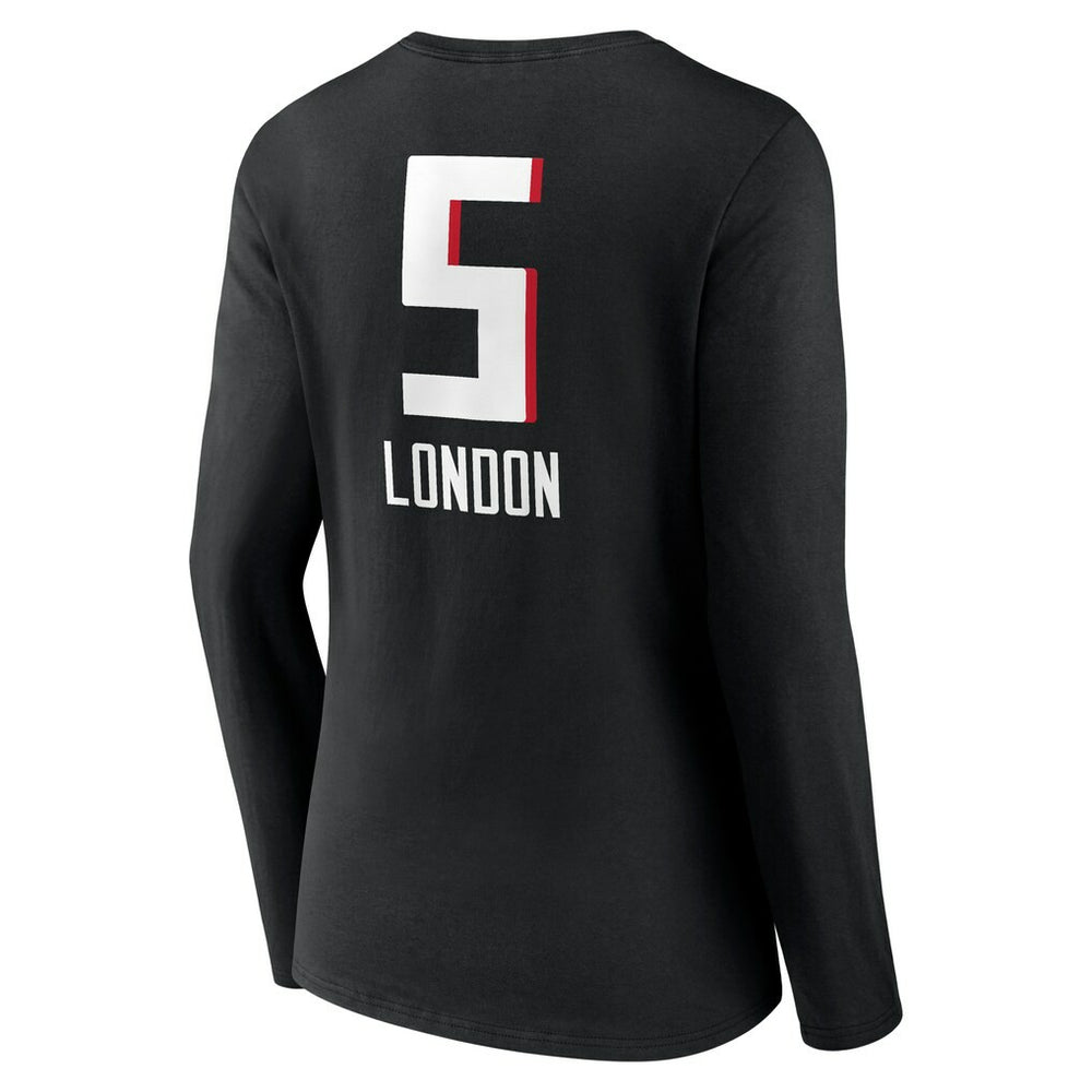 NFL Atlanta Falcons Drake London  Women's Team Wordmark Player Name & Number Long Sleeve V-Neck T-Shirt