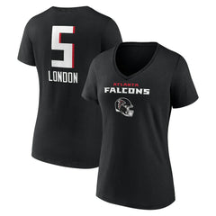 NFL Atlanta Falcons Drake London  Women's Team Wordmark Player Name & Number V-Neck T-Shirt