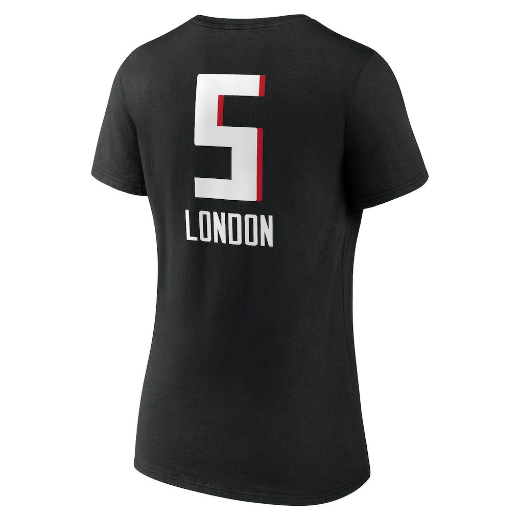NFL Atlanta Falcons Drake London  Women's Team Wordmark Player Name & Number V-Neck T-Shirt