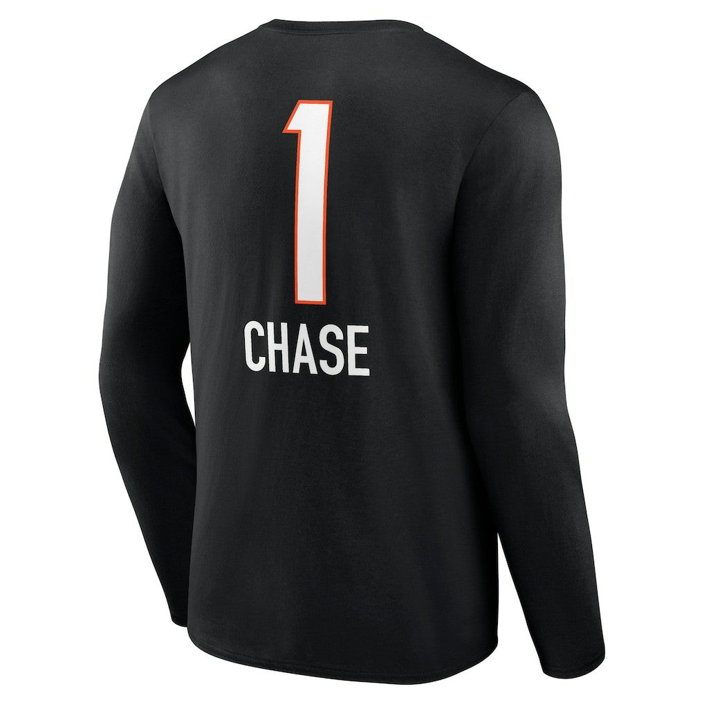 NFL Cincinnati Bengals Ja'Marr Chase  Team Wordmark Player Name & Number Long Sleeve T-Shirt