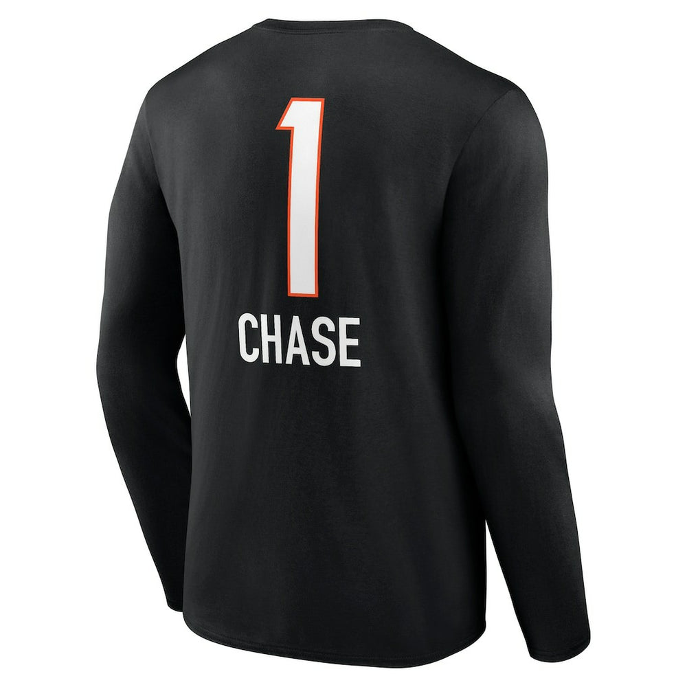 NFL Cincinnati Bengals Ja'Marr Chase  Team Wordmark Player Name & Number Long Sleeve T-Shirt