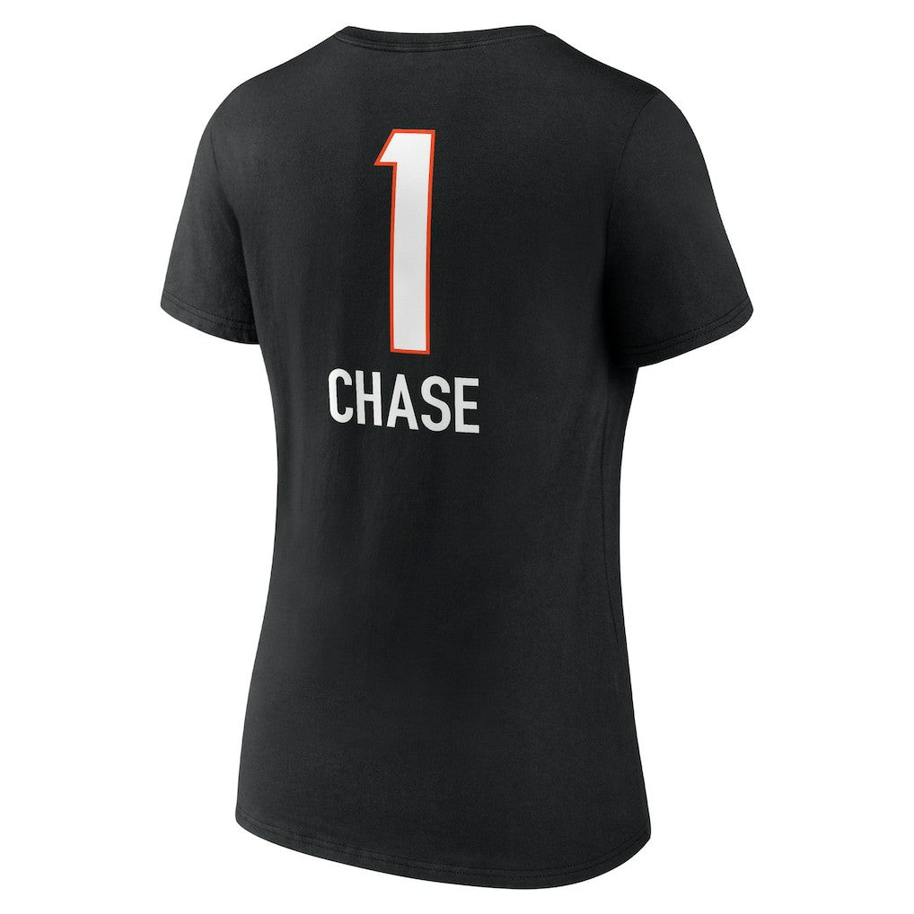 NFL Cincinnati Bengals Ja'Marr Chase  Women's Team Wordmark Player Name & Number V-Neck T-Shirt