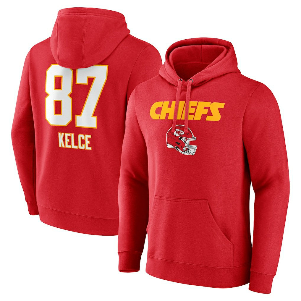 NFL Kansas City Chiefs Travis Kelce  Team Wordmark Player Name & Number Pullover Hoodie
