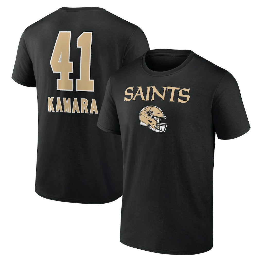NFL New Orleans Saints Alvin Kamara  Team Wordmark Player Name & Number T-Shirt