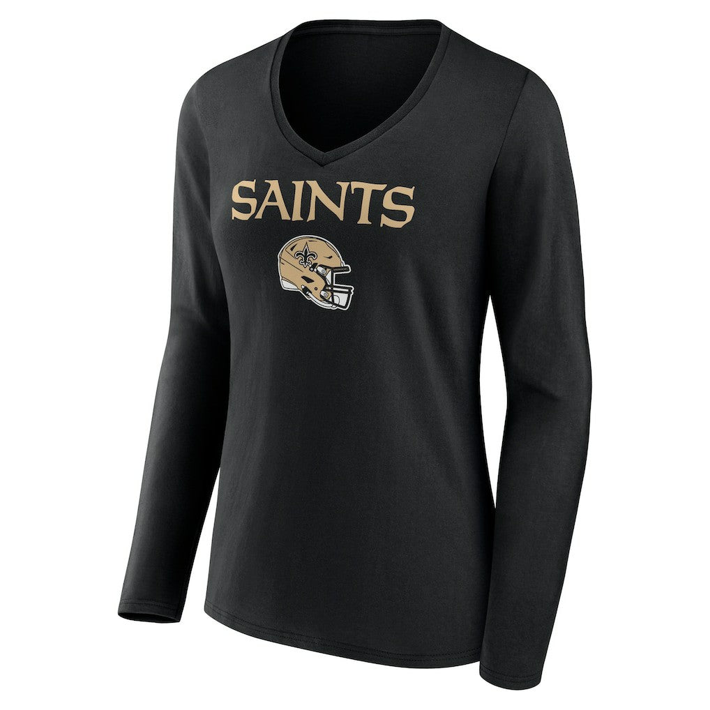 NFL New Orleans Saints Alvin Kamara  Women's Team Wordmark Player Name & Number Long Sleeve V-Neck T-Shirt