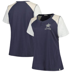 Houston Astros Women's Plus Size Henley T-Shirt - Navy/Gray | 47 brand