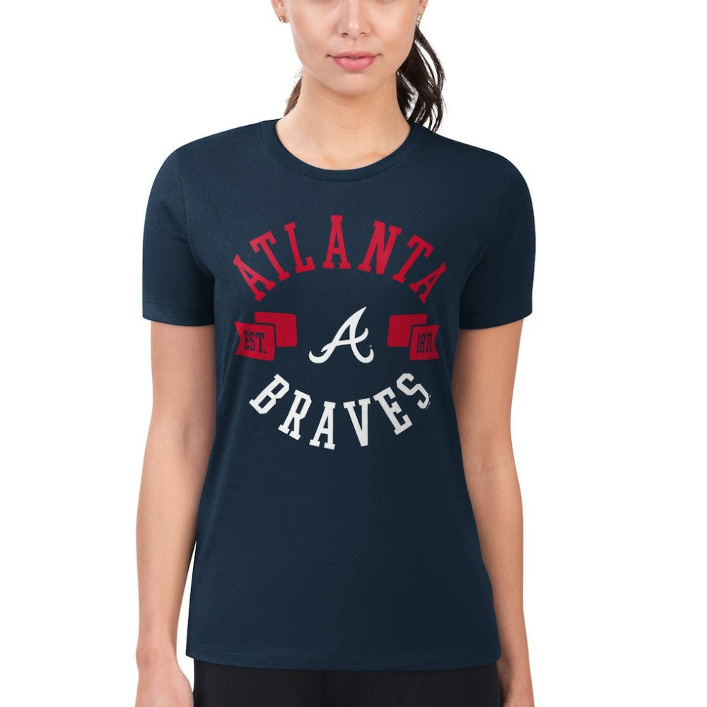 Atlanta Braves G-III 4Her by Carl Banks Women's Super-Slim Fit Lightweight City Graphic T-Shirt - Navy