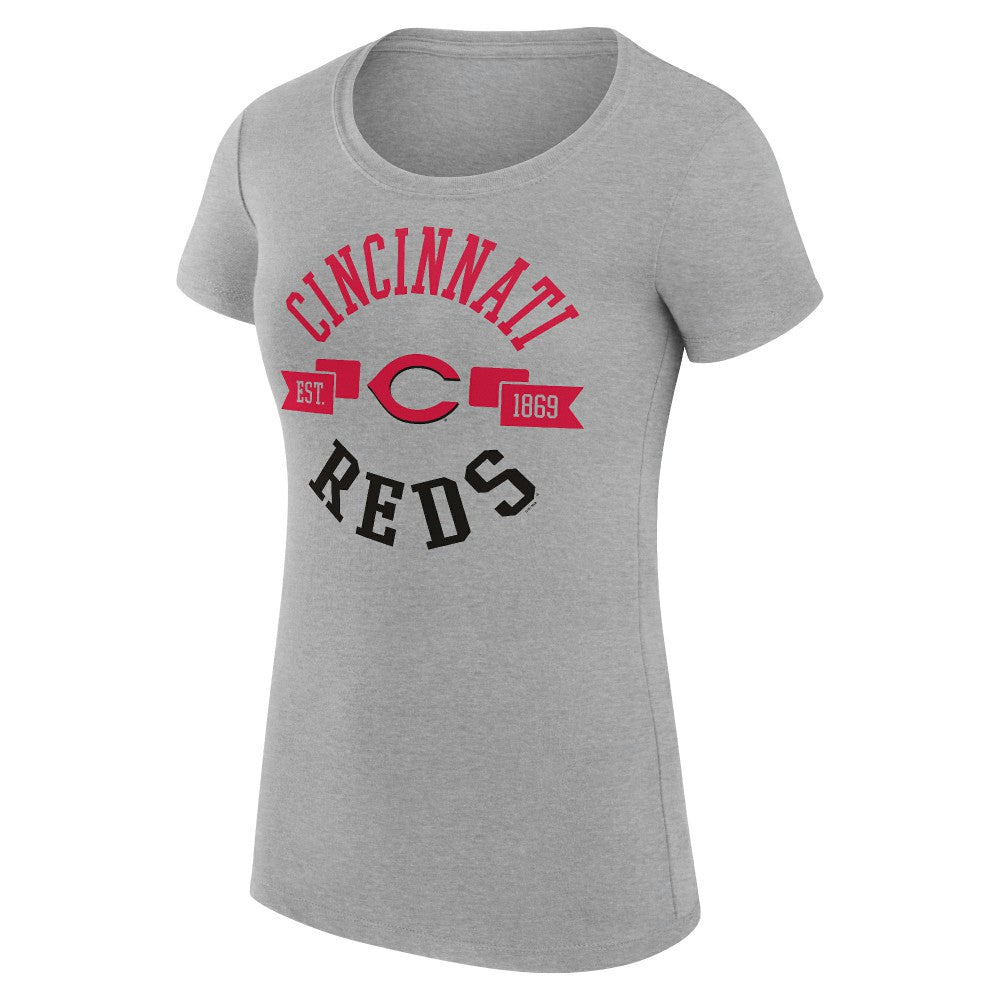 Cincinnati Reds G-III 4Her by Carl Banks Women's Super-Slim Fit Lightweight City Graphic T-Shirt - Heather Gray