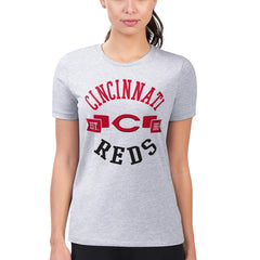Cincinnati Reds G-III 4Her by Carl Banks Women's Super-Slim Fit Lightweight City Graphic T-Shirt - Heather Gray