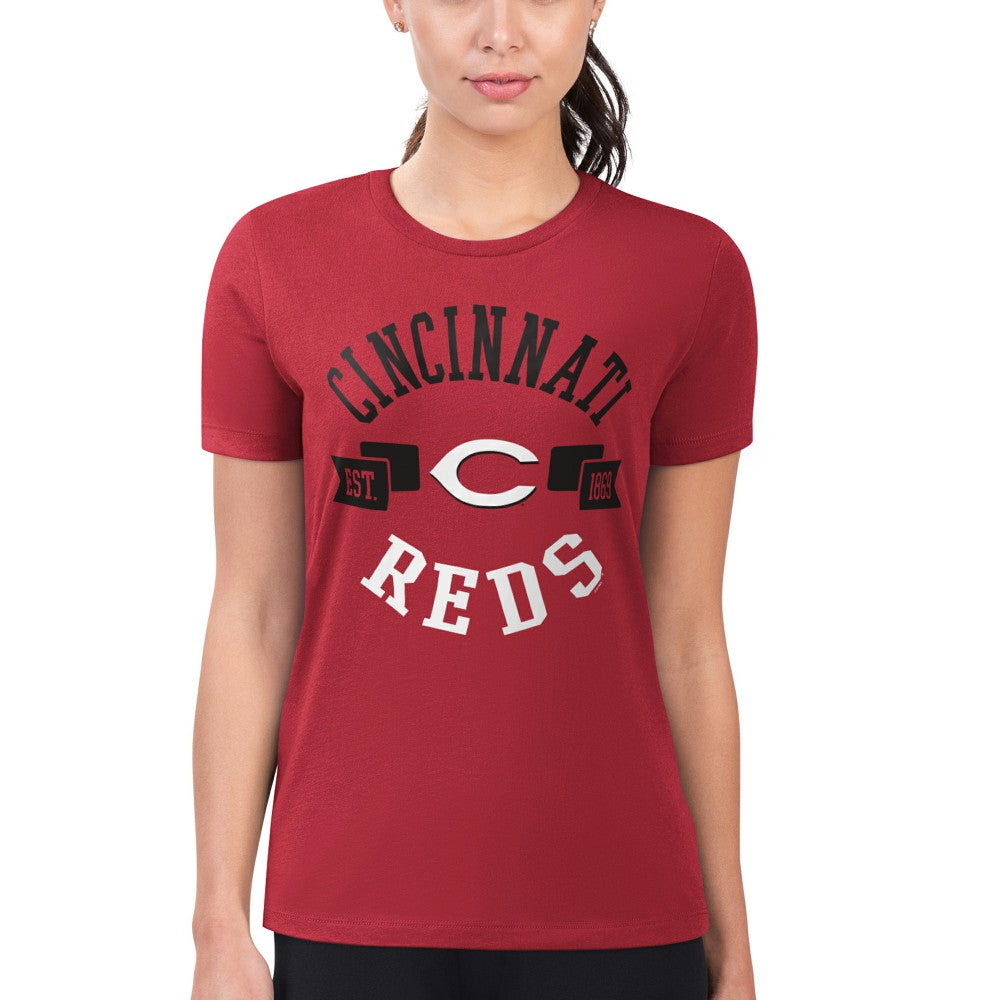 Cincinnati Reds G-III 4Her by Carl Banks Women's Super-Slim Fit Lightweight City Graphic T-Shirt - Red