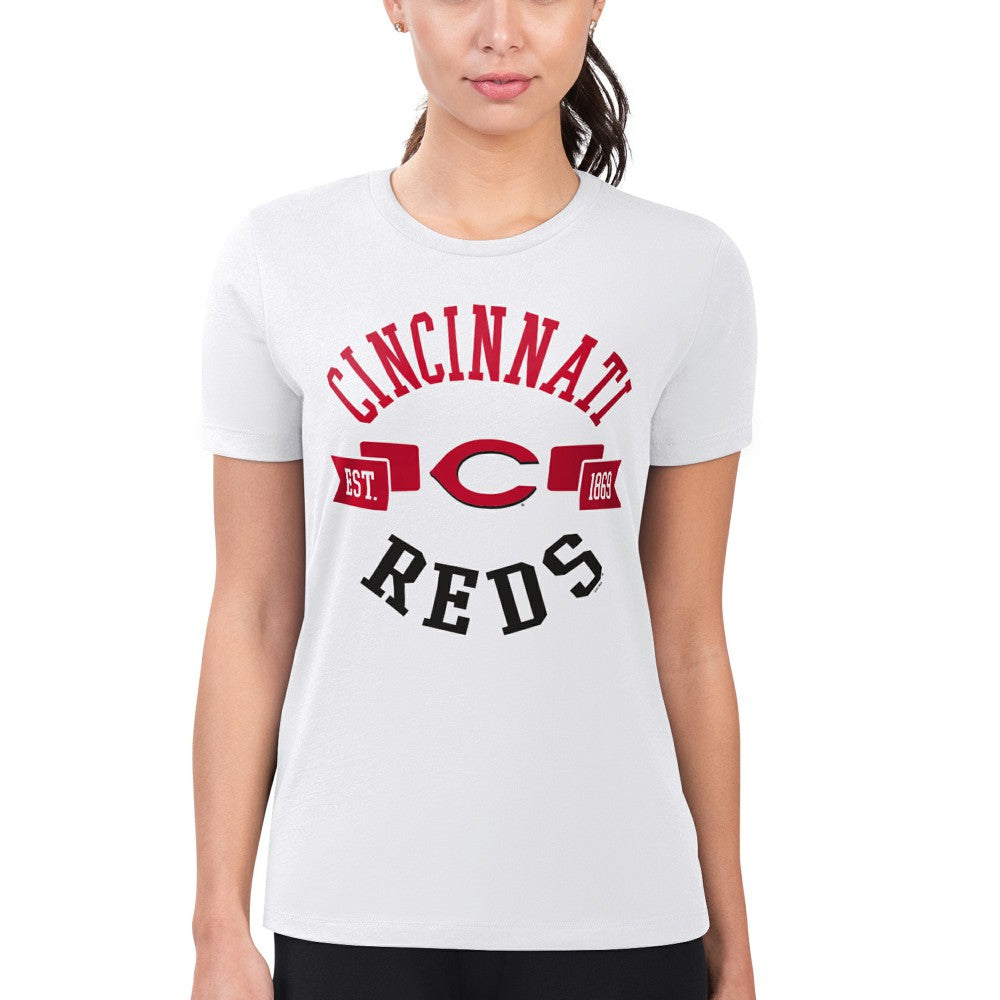 Cincinnati Reds G-III 4Her by Carl Banks Women's Super-Slim Fit Lightweight City Graphic T-Shirt - White