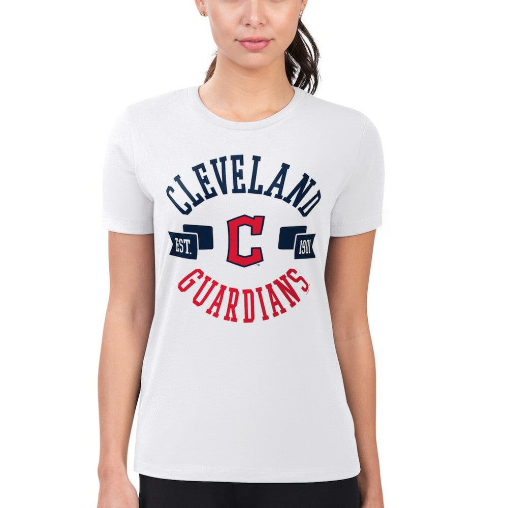 Cleveland Guardians G-III 4Her by Carl Banks Women's Super-Slim Fit Lightweight City Graphic T-Shirt - White