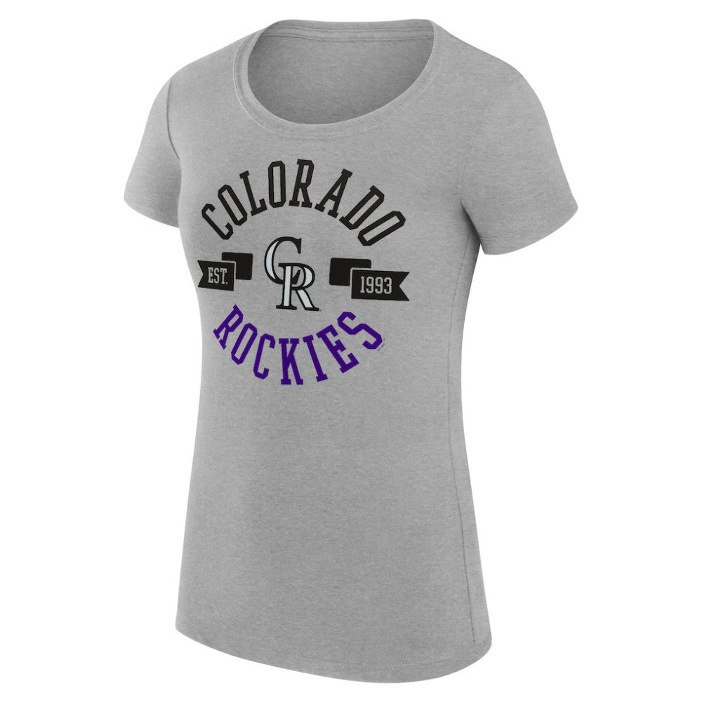 Colorado Rockies G-III 4Her by Carl Banks Women's Super-Slim Fit Lightweight City Graphic T-Shirt - Heather Gray