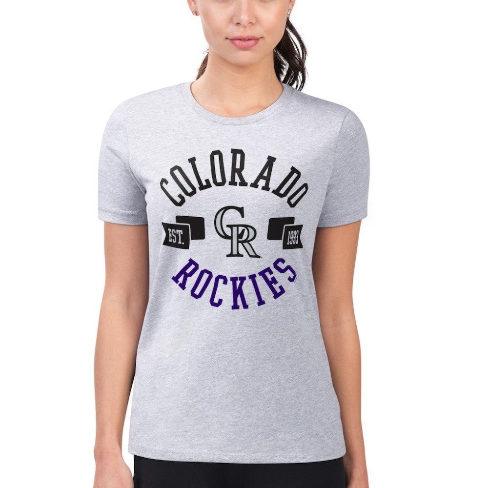 Colorado Rockies G-III 4Her by Carl Banks Women's Super-Slim Fit Lightweight City Graphic T-Shirt - Heather Gray